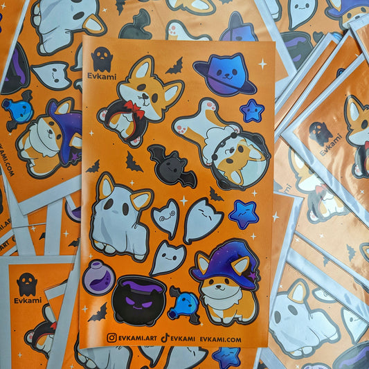 Corgi halloween sticker sheet